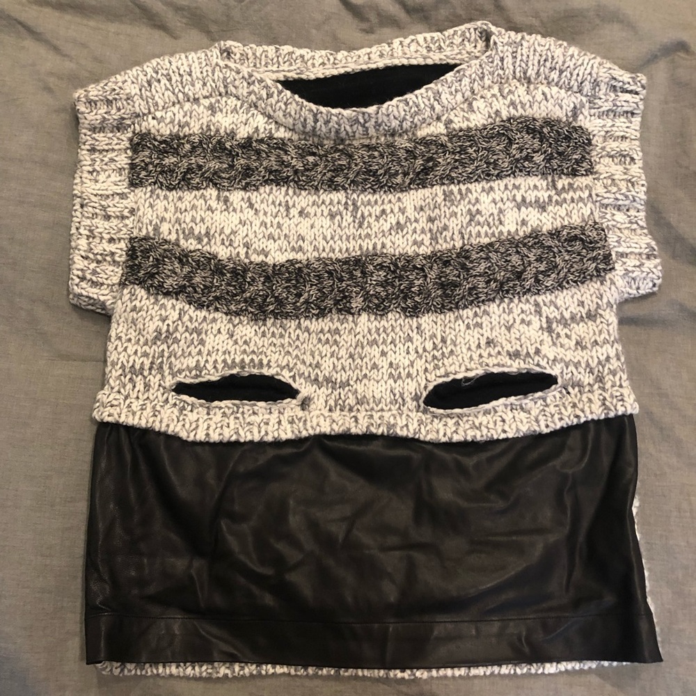 Leather sweater top